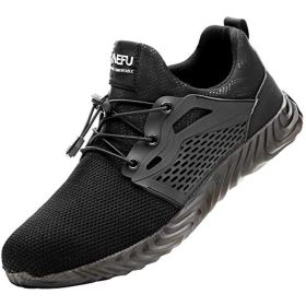 JIEFU Men's Work shoes; Steel Toe Shoes for Work Men; men's sneaker; Lightweight Breathable Comfortable Non Slip Durable Indestructible Construct (Color: Black, size: 39)